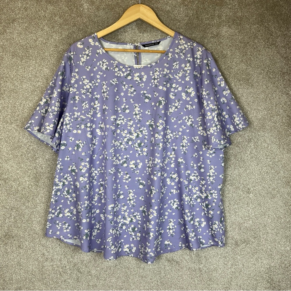 Bloomchic Blouse Womens 20 Floral Top Short Sleeve Lightweight Plus Size- 3608